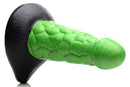 Radioactive Reptile Thick Scaly Silicone Dildo Green with textured scales and contrasting black base.