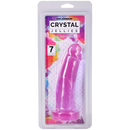 Crystal Jellies Realistic Cock 7 Inch Purple in packaging showing 7 inches of lifelike design and translucent color.