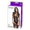 Glam Keyhole Bodystocking Lingerie in Black packaging showcasing a model to enhance allure and style.