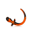 Oxballs Beagle Puppy Tail Buttplug Acid Yellow Swirl Medium in orange and black design, perfect for roleplay fun.