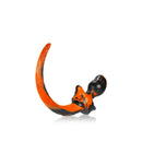 Oxballs Beagle Puppy Tail Buttplug Acid Yellow Swirl Medium in vibrant orange and black design for playful roleplay.