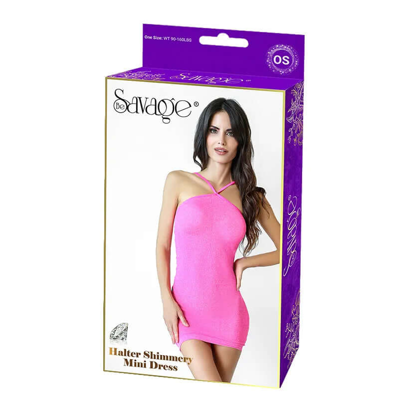 HALTER SHIMMERY MINI DRESS PINK-2
