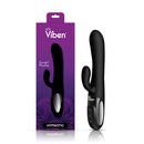 Viben Hypnotic Clit Teaser and Thrusting Rabbit Black in packaging, showcasing its sleek design and controls.