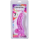 Crystal Jellies Realistic Cock With Balls 7 Inch Purple in packaging with vivid design.