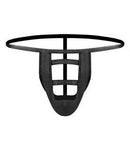 Male Power Perk-U-Later Pouch G-String One Size Black showing a black supportive front pouch with minimal g-string back.