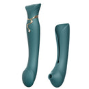 Zalo Queen G-Spot PulseWave Vibrator Set Jewel Green with gold detailing and Swarovski crystal embellishment.