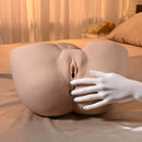 Squirt For Me XL Riley Reid Movie & Realistic Squirting Stroker displayed on a bed with a hand interacting with it.