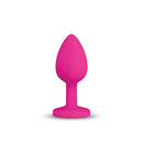 Gemma Purple Gem Pink Silicone Anal Plug Small in vibrant pink silicone and teardrop shape.