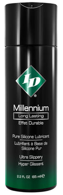 ID Millennium Silicone Lubricant 2.2 Oz packaging featuring a long-lasting formula for ultimate glide.