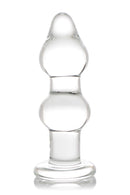 Prisms Param Glass Anal Plug Clear showcasing its elegant tapered design and sturdy flared base for secure pleasure.