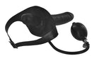 Master Series Inflatable Gag with Dildo Black, featuring an inflatable gag and external dildo for bondage play.