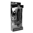 Master Series Inflatable Gag with Dildo Black in packaging, showcasing the inflatable gag and dildo for bondage play.