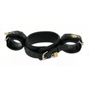 Strict Leather Wrist to Neck Restraint featuring a connected leather collar and wrist cuffs for bondage gear.
