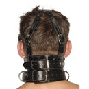 Strict Leather Premium Muzzle with Blindfold and Gags features adjustable leather straps for secure fit.