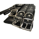 Strict Leather Four Buckle Suspension Cuffs close-up showing quality leather and metal buckles.