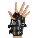 Strict Leather Four Buckle Suspension Cuffs on a hand, showcasing durable leather and secure design.