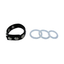 Size Matters Bionic Electric Pump Kit with Penis Cylinder accessories, including a black strap and three transparent rings.
