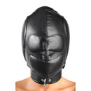 Strict Leather Padded Leather Hood Medium Large Black, full-coverage sensory deprivation hood for bondage play.