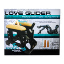 LoveBotz Love Glider Manual Rocker Sex Machine with padded thigh rests and attachments for self-paced pleasure.
