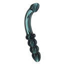 Prisms Hamsa Double Ended Glass Dildo Smoky Jade with contrasting tips for targeted stimulation.
