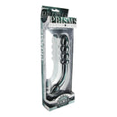 Prisms Hamsa Double Ended Glass Dildo Smoky Jade in packaging showcasing its elegant curved design.