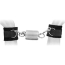 Master Series Ice Warden Self-Bondage Time Lock with cuffs and stainless steel components for restraint play.