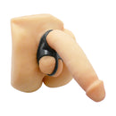 Master Series Annex Erection Enhancer Cock Ring Black displayed on a model showcasing its T-style divider design.