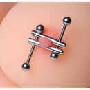 Master Series Twin Screws Steel Nipple Press on skin with adjustable screws and crossbars for nipple play.