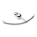 Master Series DuoSphere Anal Plug and Bondage Hook with double beads and curved stainless steel design.