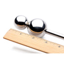 Master Series DuoSphere Anal Plug and Bondage Hook next to a measuring ruler for size reference.