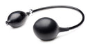 Frisky Inflatable Stimulator Anal Plug Black hand pump for precise inflation control.