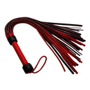 Strict Leather Heavy Tail Flogger Red and Black featuring dual-sided falls in bold red and soft black leather.