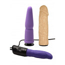 LoveBotz Maestro Multi-Faceted Sex Machine Grey displayed with two different attachments for versatile play.