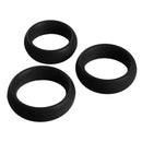 Trinity Men 3 Piece Silicone Cock Ring Set Black showing three black silicone rings for enhanced pleasure.