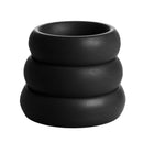 Trinity Men 3 Piece Silicone Cock Ring Set Black - three graduated silicone rings in black for enhanced arousal.