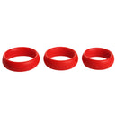 Trinity Vibes 3 Piece Silicone Cock Ring Set Red featuring three graduated red silicone rings.