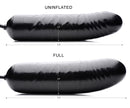 Master Series XXL 12.5 Inch Inflatable Dildo Black, uninflated and fully inflated measurements.