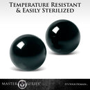 Master Series Jaded Glass Ben Wa Balls Green designed for temperature resistance and easy sterilization.