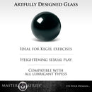 Master Series Jaded Glass Ben Wa Balls Green designed for Kegel exercises and heightening sexual play.