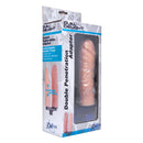 LoveBotz Dual Delight Double Penetration Adapter in packaging with bendable dildo and adapter details.