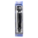 Zeus Arcana Electro Vibe Wand Black in packaging showcasing its features and controls.