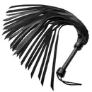 Strict Leather Premium Soft Leather Flogger with long black falls and a braided handle for impact play