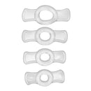 Size Matters Endurance Penis Ring Set Clear - four clear stretch rings in different sizes for stamina support.