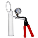 Size Matters Deluxe Penis Pump Kit with 2.25 Inch Cylinder featuring handheld pump and gauge.