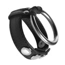 Real Leather and Steel Cock and Ball Ring Black featuring a leather strap and steel ring for enhanced support.