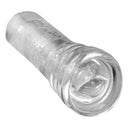 SexFlesh Lusty Lips See Through Masturbation Sleeve with transparent design and ribbed texture for enhanced pleasure.