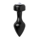 Master Series Spade Petite Jewel Aluminum Anal Plug Black with crystal gem, designed for comfortable anal play.