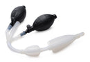 CleanStream Inflatable Double Bulb Enema System Clear with two black inflatable bulbs and clear tubing.