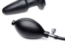 Master Series Expand Inflatable Anal Plug Black components featuring hand pump and tapered design.