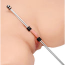 Master Series Abacus Vice Double Bar Pincher on skin, showcasing modern design and elastic bands for sensation play.